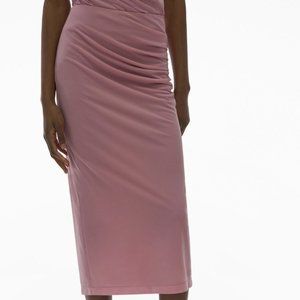 Helmut Lang Twisted Midi Skirt in Dusty Pink